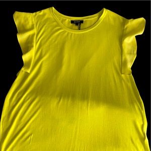 DKNY vibrant yellow/ green with ruffle sleeve. New Without Tags. XL